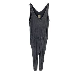 Chasers Womens S Gray Acid Wash Jumpsuit Jogger‎ Heirloom Sleeveless Drawstring